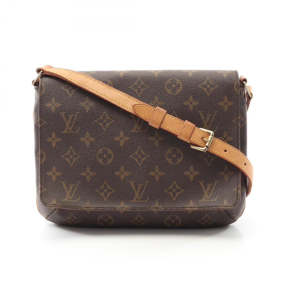 Louis Vuitton Musette Tango Strap Canvas Leather Monogram Shoulder Bag Brown